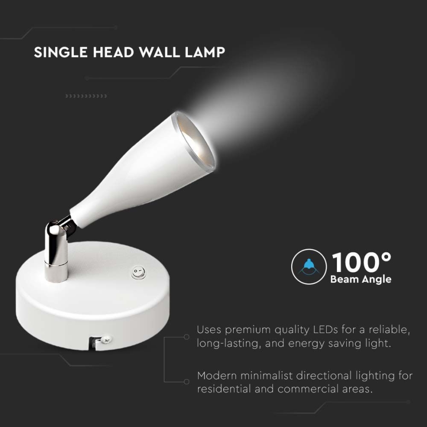 LED Wall spotlight with a switch LED/4,5W/230V 3000K white