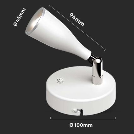 LED Wall spotlight with a switch LED/4,5W/230V 3000K white