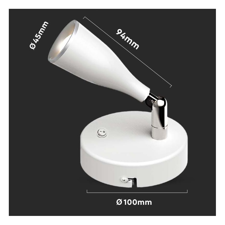 LED Wall spotlight with a switch LED/4,5W/230V 3000K white