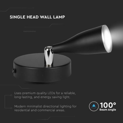 LED Wall spotlight with a switch LED/4,5W/230V 4000K black