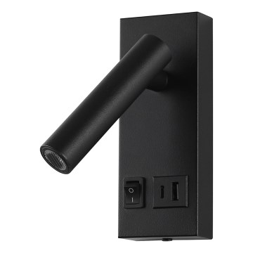 LED Wall spotlight with USB LED/2W/230V black