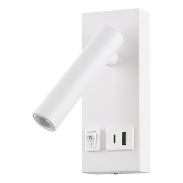 LED Wall spotlight with USB LED/2W/230V white