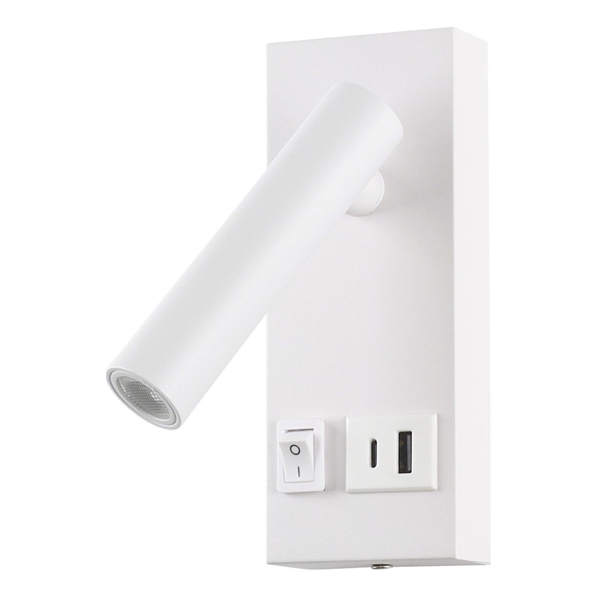 LED Wall spotlight with USB LED/2W/230V white