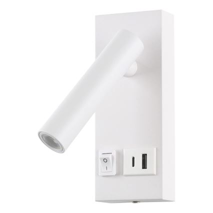 LED Wall spotlight with USB LED/2W/230V white