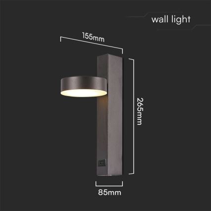 LED Wall spotlight with USB port LED/8W/230V 3000K
