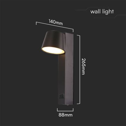 LED Wall spotlight with USB port LED/8W/230V 3000K