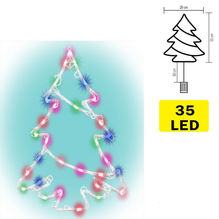 LED Window decoration 35xLED/3xAA multicolor