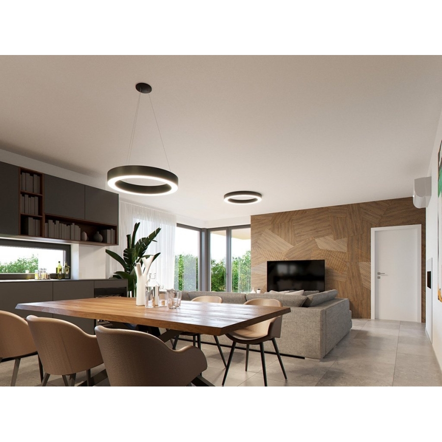 LED2 - LED Chandelier on a string SATURN LED/80W/230V 3000K d. 80 cm black