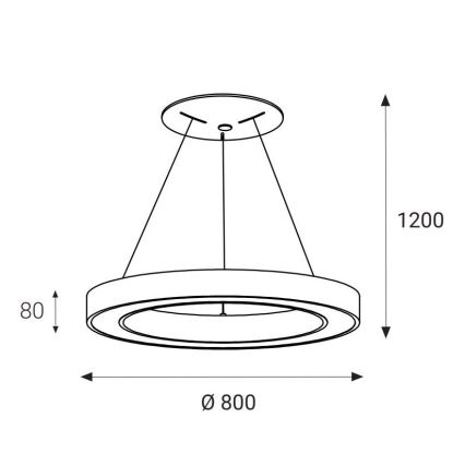 LED2 - LED Chandelier on a string SATURN LED/80W/230V 3000K d. 80 cm black