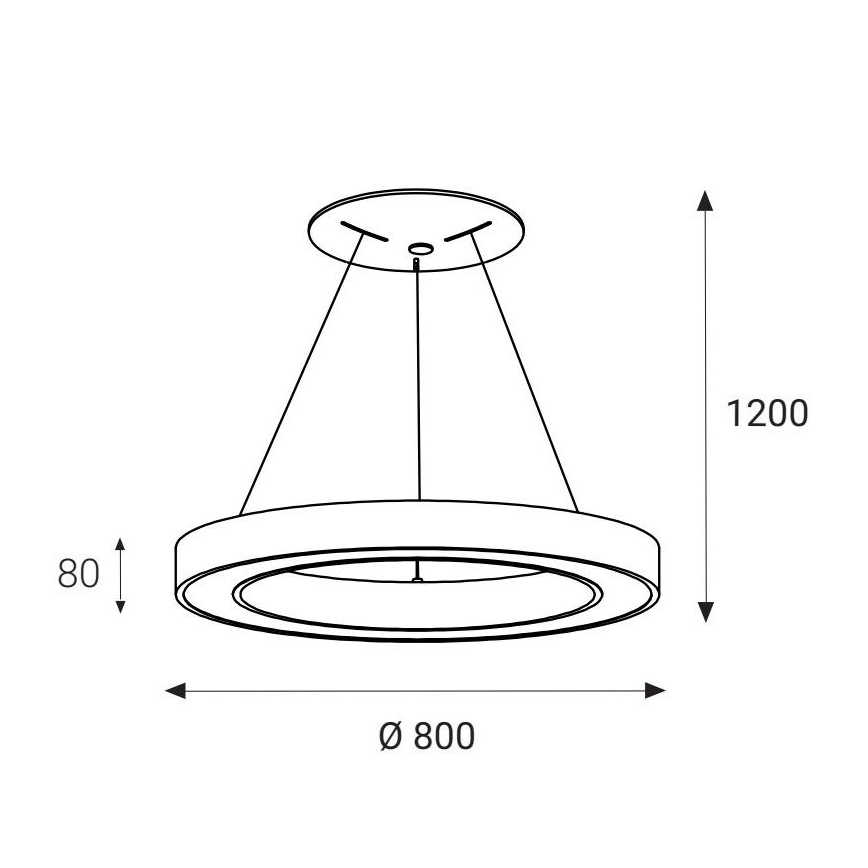LED2 - LED Chandelier on a string SATURN LED/80W/230V 3000K d. 80 cm black