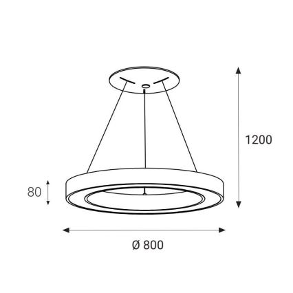 LED2 - LED Chandelier on a string SATURN LED/80W/230V 3000K d. 80 cm white