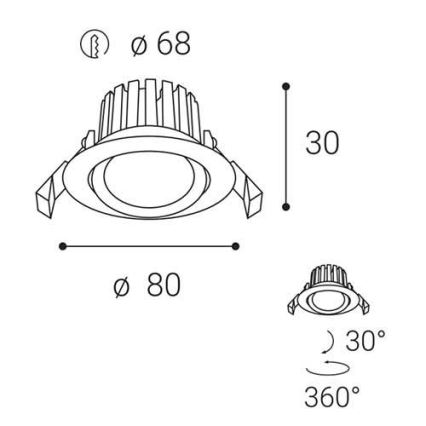LED2 - LED Dimmable bathroom recessed light MAX LED/8W/230V 3000K IP65