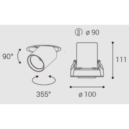 LED2 - LED Recessed spotlight HIDE LED/20W/230V CRI 90 white