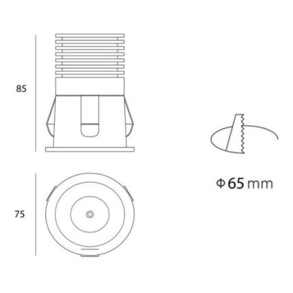 LED2 - LED Recessed spotlight RAY LED/10W/230V white IP44