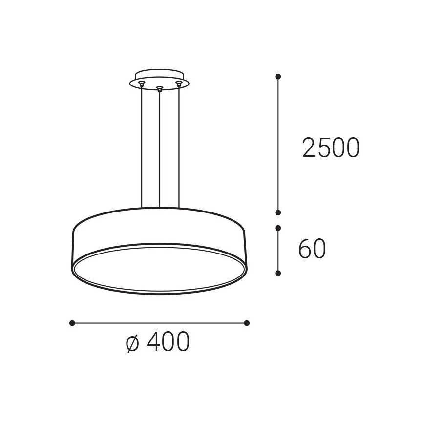LED2 - MONO SLIM LED pendant light on cable, 30W, 230V, 3000K/4000K, Ø 40 cm, black