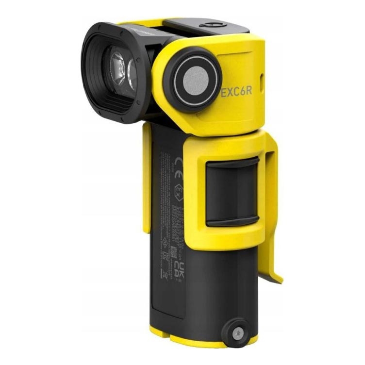 Ledlenser EXC6R - Dimmable Rechargeable LED Flashlight with Charging Station, 1900 mAh Battery, IP68, 300 lm, up to 10 h Runtime, Yellow