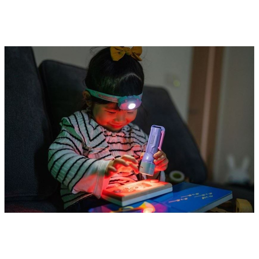 Ledlenser KIDBEAM4 RAINBOW - Dimmable LED Kids' Flashlight LED/2xAAA IP44 Purple