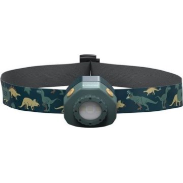Ledlenser KIDLED4R DINO - Dimmable Rechargeable Children's LED Headlamp, 280 mAh, IPX4, 40 lm, 18 h, green