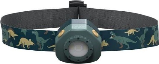Ledlenser KIDLED4R DINO - Dimmable Rechargeable Children's LED Headlamp, 280 mAh, IPX4, 40 lm, 18 h, green