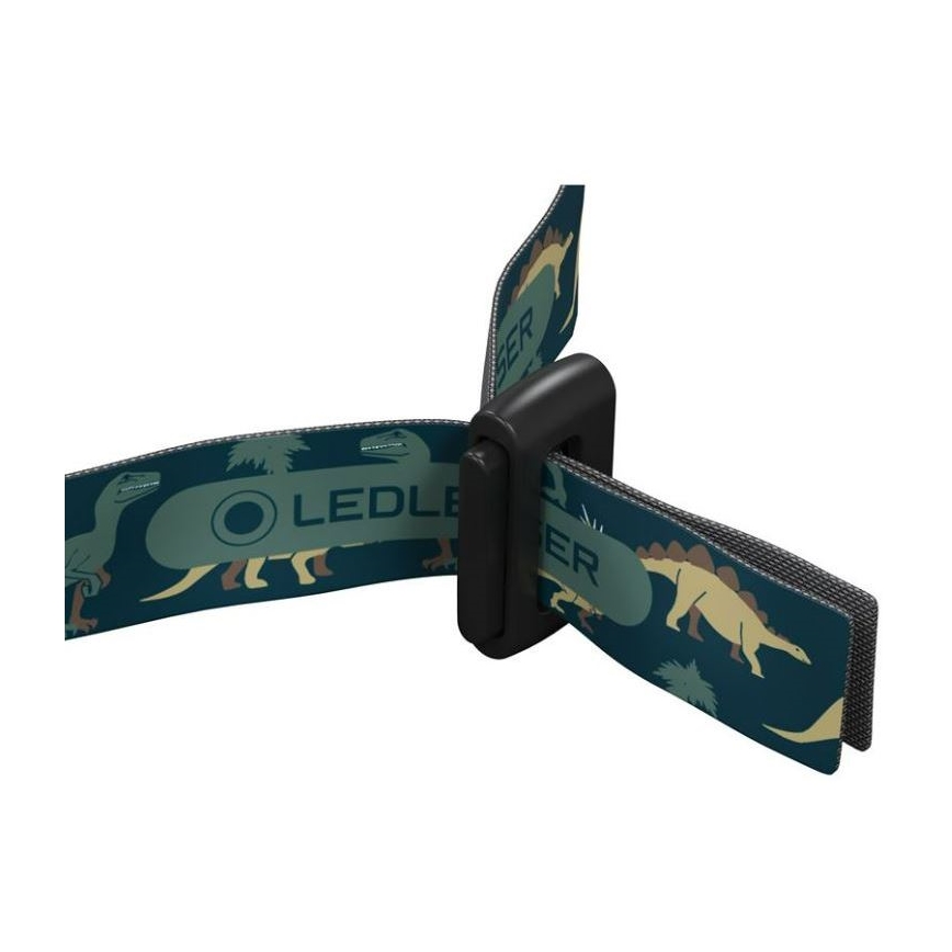 Ledlenser KIDLED4R DINO - Dimmable Rechargeable Children's LED Headlamp, 280 mAh, IPX4, 40 lm, 18 h, green