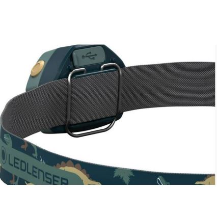 Ledlenser KIDLED4R DINO - Dimmable Rechargeable Children's LED Headlamp, 280 mAh, IPX4, 40 lm, 18 h, green
