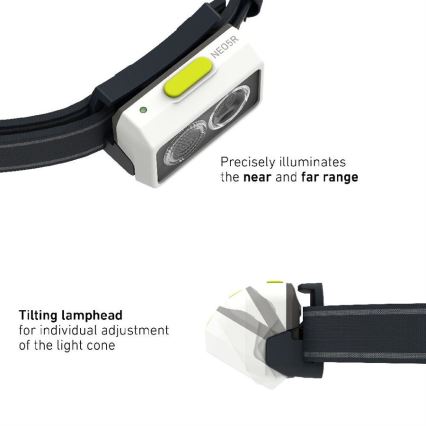 Ledlenser NEO5R - Dimmable Rechargeable LED Headlamp, 1800 mAh, IP54, 600 lm, up to 35 h, Black/White