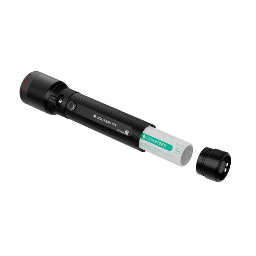 Ledlenser P7R - Dimmable Rechargeable LED Flashlight, 4600 mAh, IP68, 2000 lm, 80 h, Black