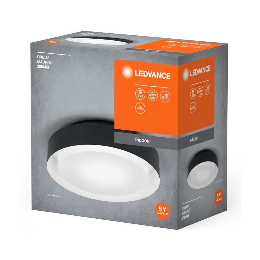 Ledvance - Ceiling light ORBIS MADRID 2xE27/10W/230V black