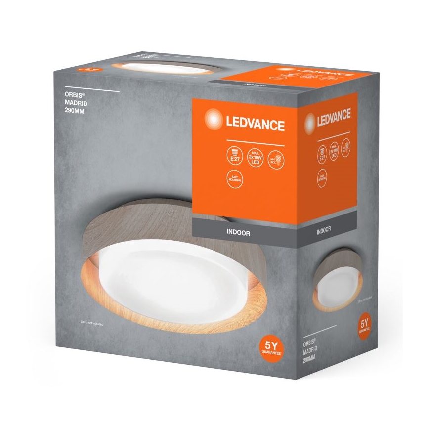 Ledvance - Ceiling light ORBIS MADRID 2xE27/10W/230V wood