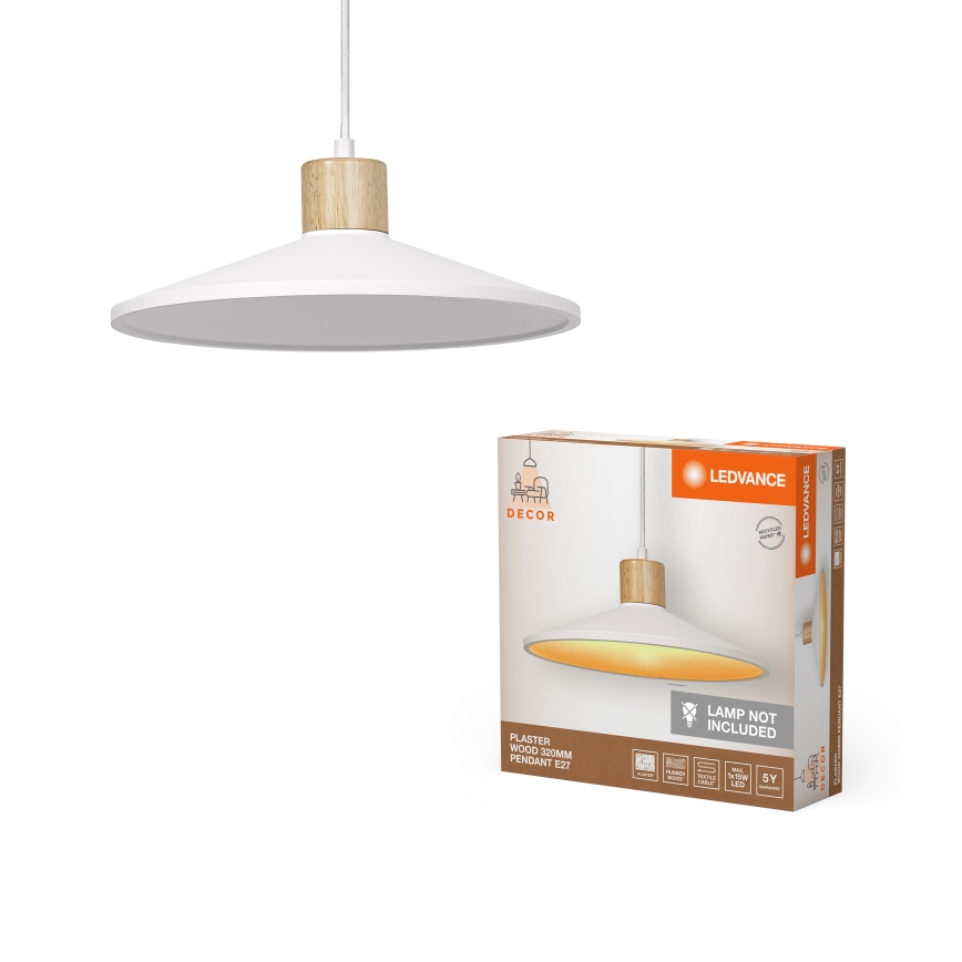 Ledvance - Chandelier on a string DECOR PLASTER 1xE27/25W/230V d. 32 cm plaster white