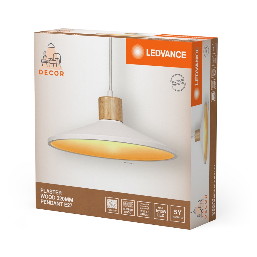 Ledvance - Chandelier on a string DECOR PLASTER 1xE27/25W/230V d. 32 cm plaster white