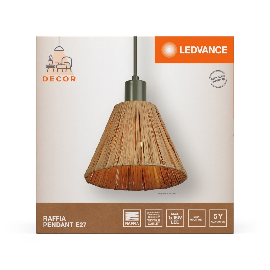 Ledvance - Chandelier on a string DECOR RAFFIA 1xE27/15W/230V raffia bast