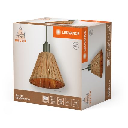 Ledvance - Chandelier on a string DECOR RAFFIA 1xE27/15W/230V raffia bast