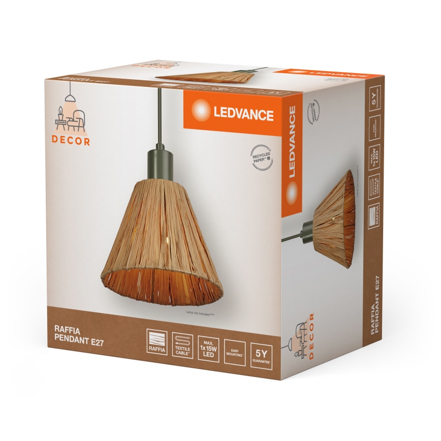 Ledvance - Chandelier on a string DECOR RAFFIA 1xE27/15W/230V raffia bast