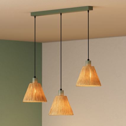 Ledvance - Chandelier on a string DECOR RAFFIA 3xE27/15W/230V raffia bast