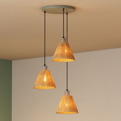 Ledvance - Chandelier on a string DECOR RAFFIA 3xE27/15W/230V raffia bast
