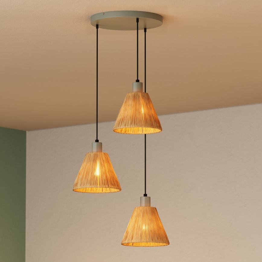 Ledvance - Chandelier on a string DECOR RAFFIA 3xE27/15W/230V raffia bast