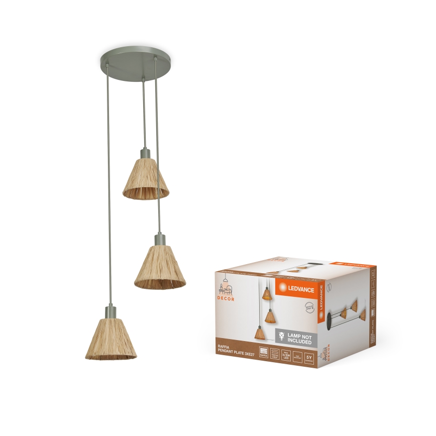 Ledvance - Chandelier on a string DECOR RAFFIA 3xE27/15W/230V raffia bast