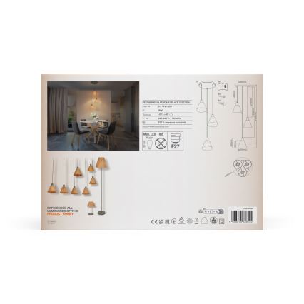 Ledvance - Chandelier on a string DECOR RAFFIA 3xE27/15W/230V raffia bast