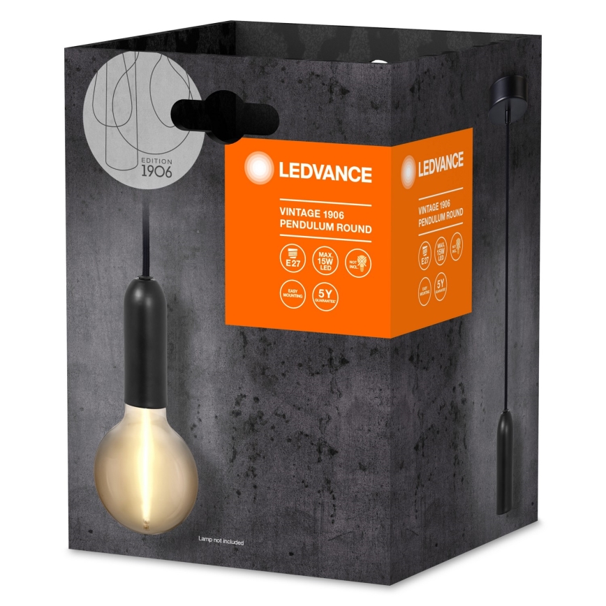 Ledvance - Chandelier on a string PENDULUM ROUND 1xE27/15W/230V black