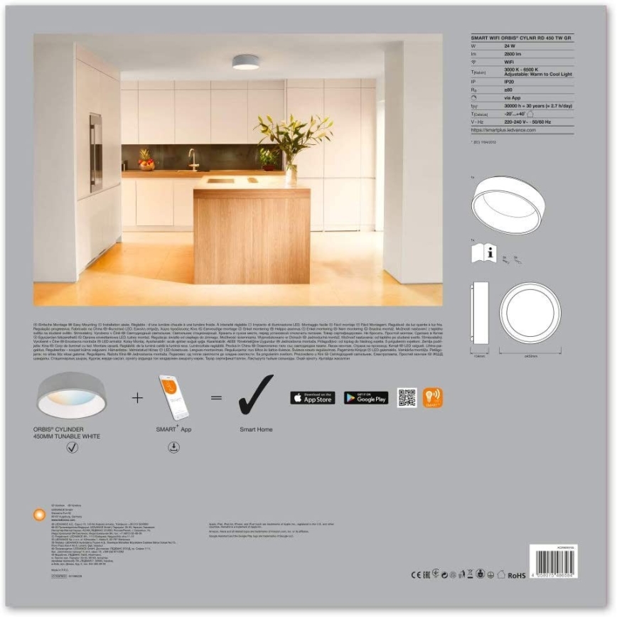 Ledvance - SMART+ CYLINDER Dimmable LED Luminaire LED/26W/230V 3000K-6500K Wi-Fi