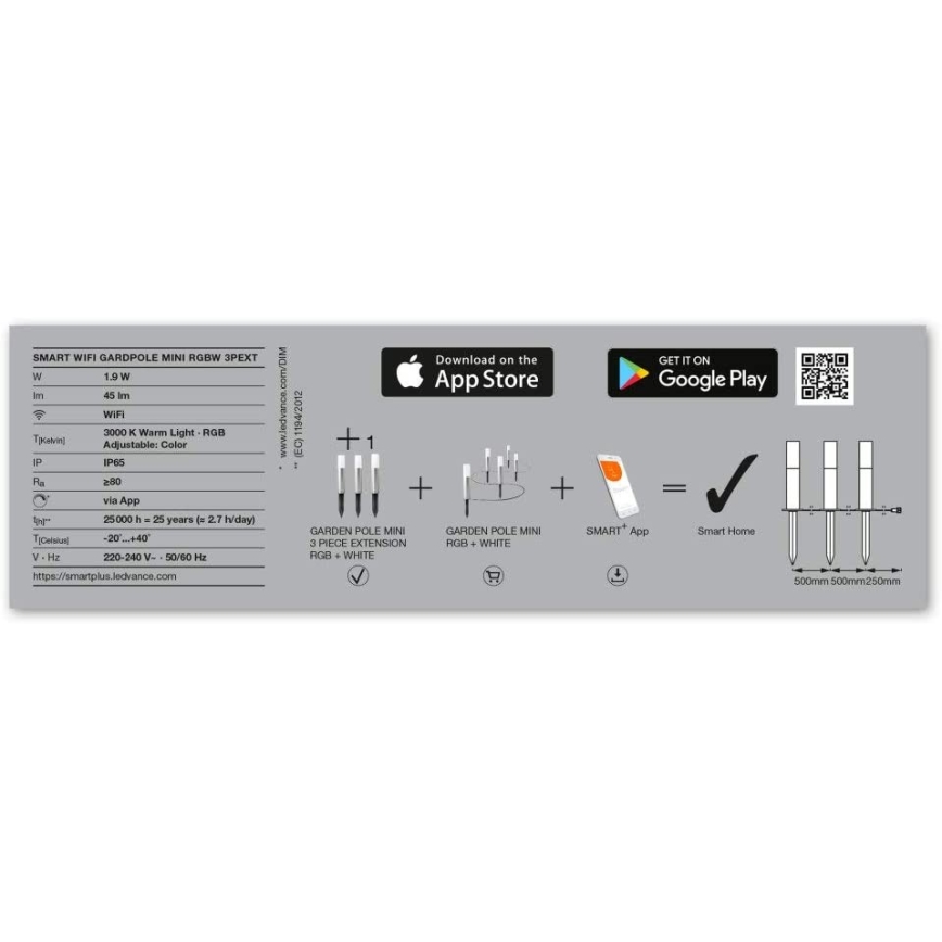 Ledvance - Extension SET 3x LED RGBW Outdoor lamp SMART+ MINI 3xLED/1,9W/230V IP44 Wi-Fi