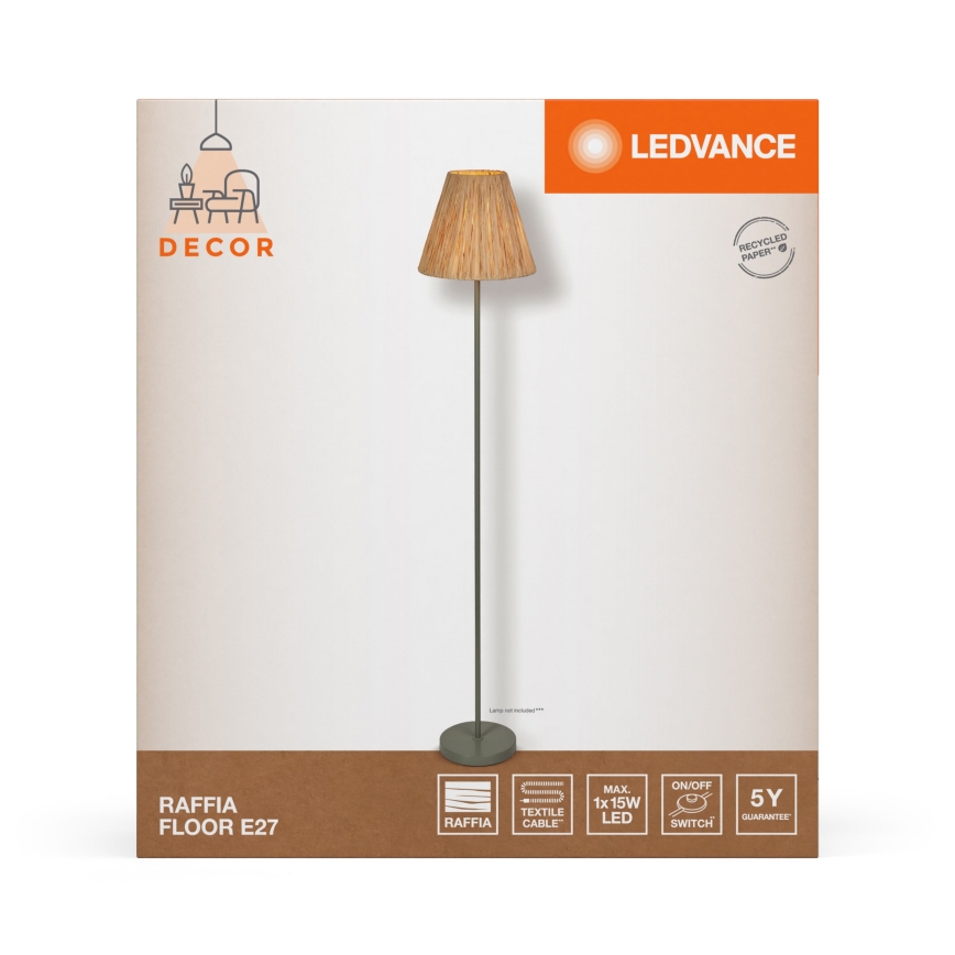 Ledvance - Floor lamp DECOR RAFFIA 1xE27/15W/230V raffia bast