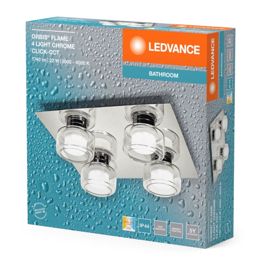 Ledvance - LED Bathroom ceiling light ORBIS FLAME 4xLED/5,5W/230V 3000/4000K IP44 chrome