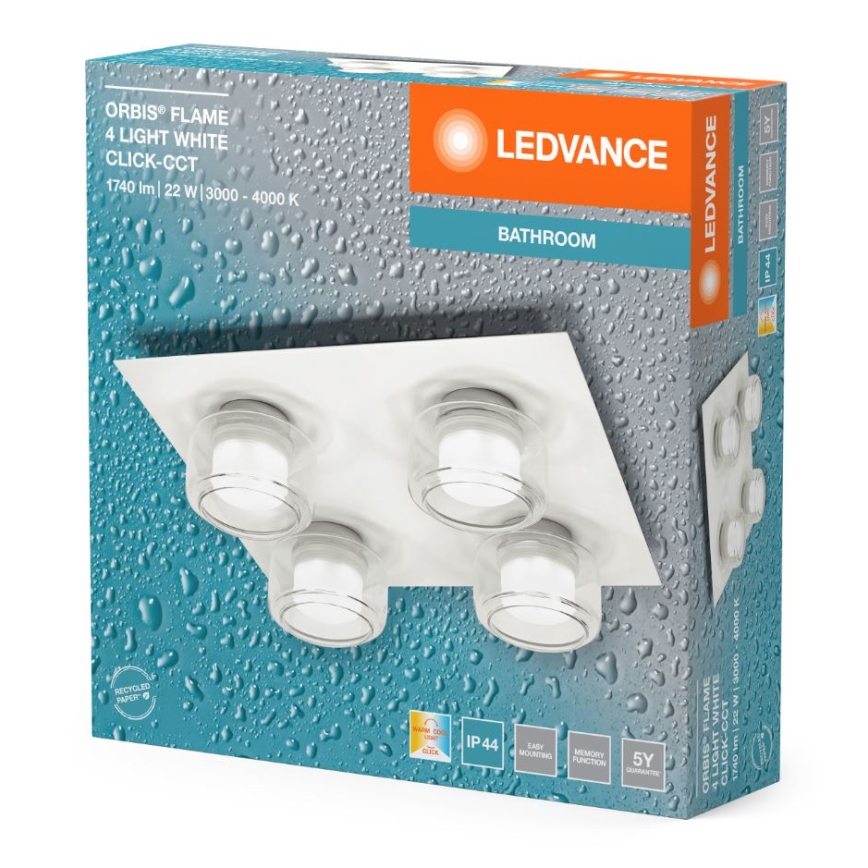 Ledvance - LED Bathroom ceiling light ORBIS FLAME 4xLED/5,5W/230V 3000/4000K IP44 white