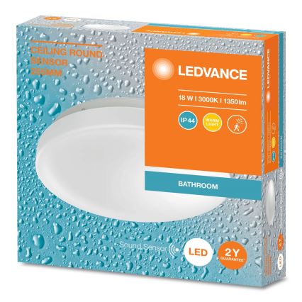 Ledvance - LED Bathroom Ceiling Light with Dusk Sensor CEILING ROUND LED/18W/230V IP44