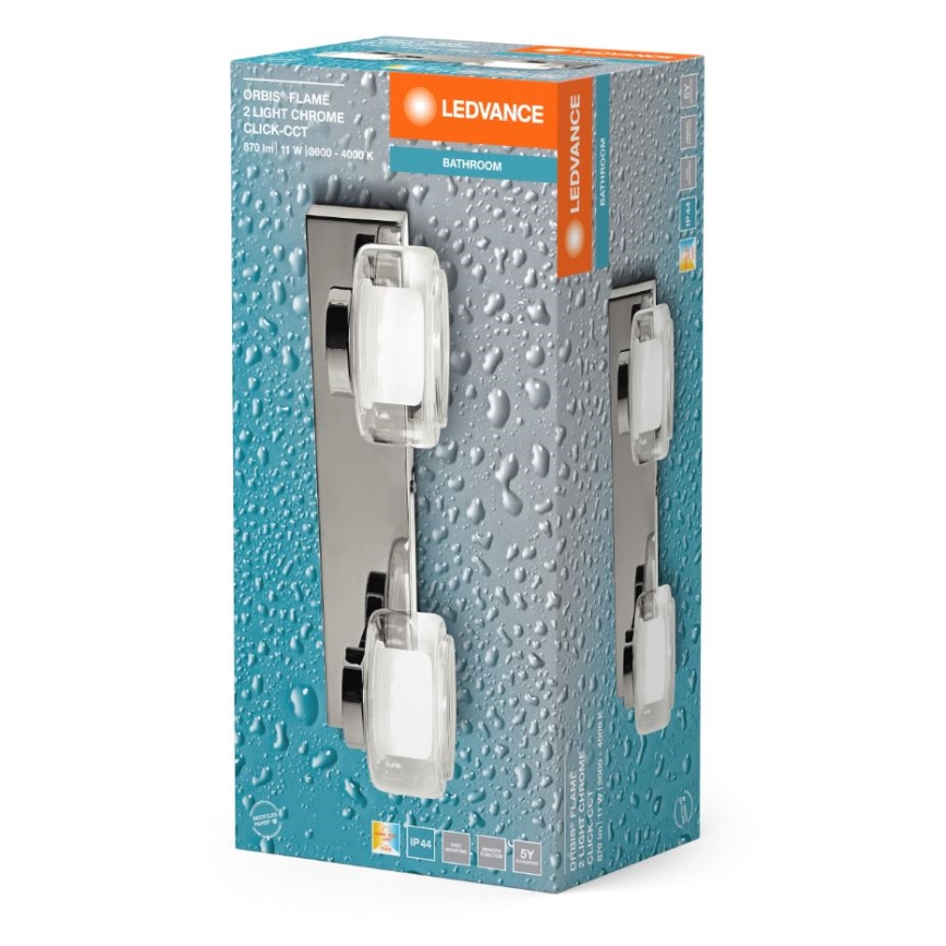 Ledvance - LED Bathroom wall light ORBIS FLAME 2xLED/5,5W/230V 3000/4000K IP44 chrome