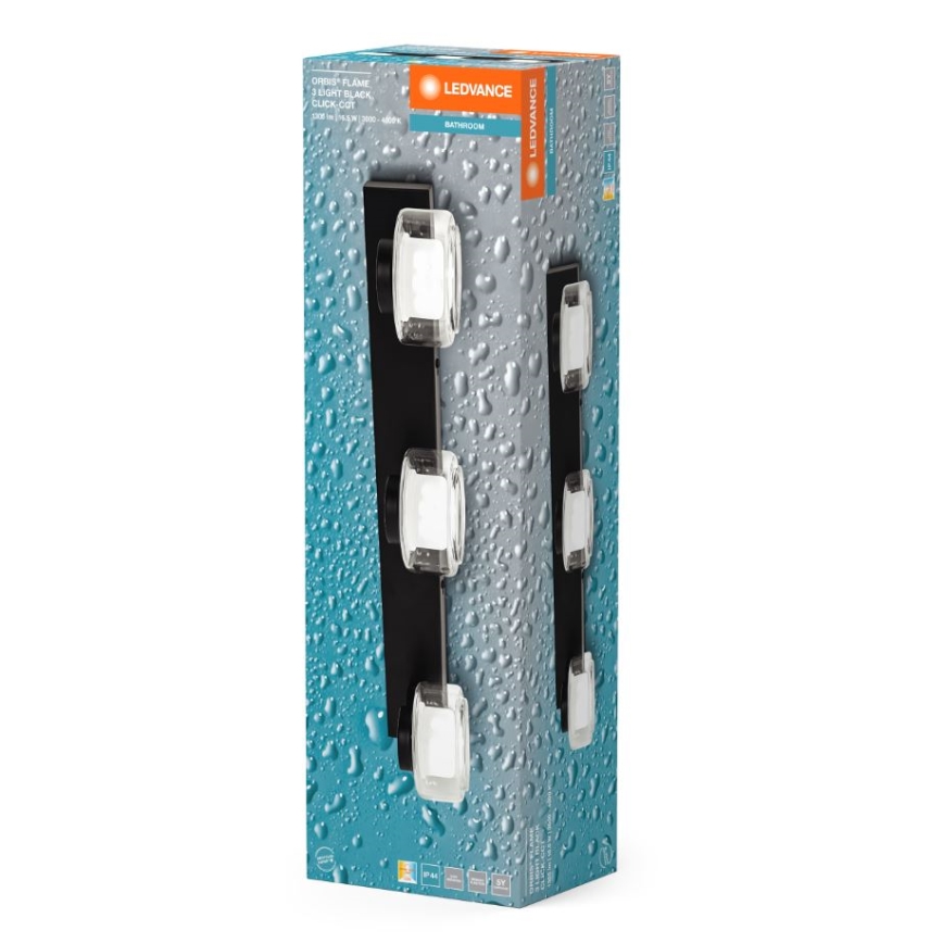 Ledvance - LED Bathroom wall light ORBIS FLAME 3xLED/5,5W/230V 3000/4000K IP44 black