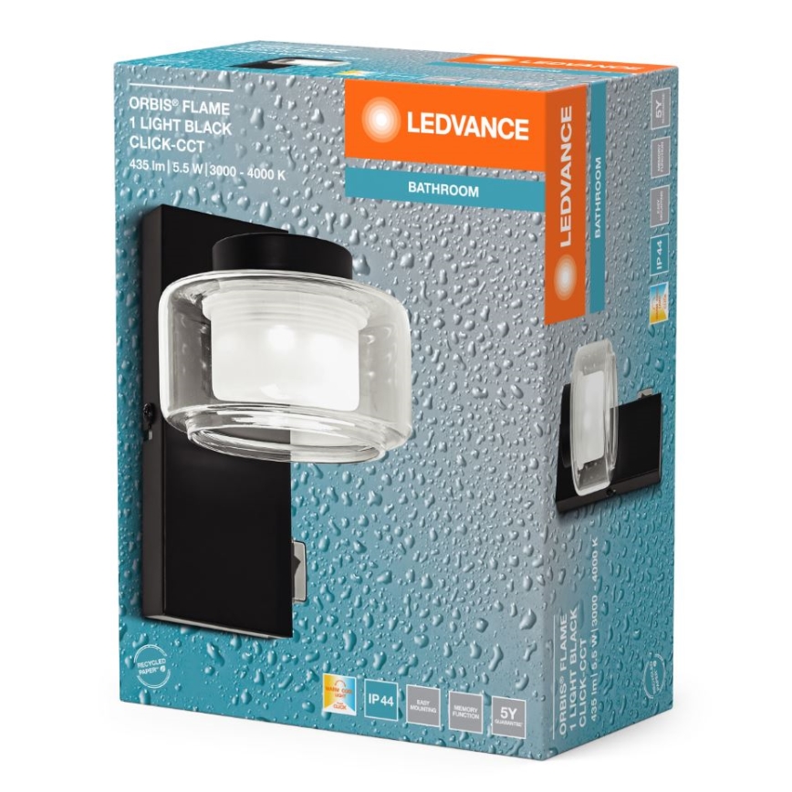 Ledvance - LED Bathroom wall light ORBIS FLAME LED/5,5W/230V 3000/4000K IP44 black