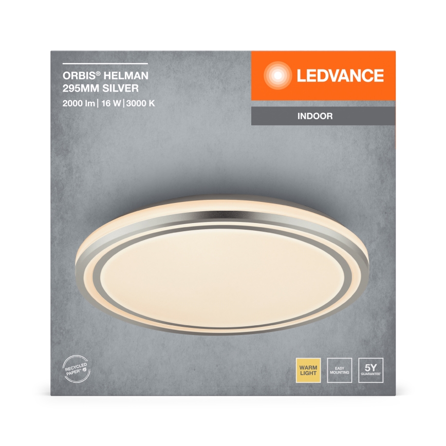 Ledvance - LED Ceiling light ORBIS HELMAN LED/16W/230V d. 29,5 cm silver